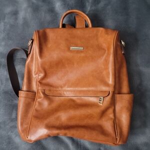 Chic Brown Faux Leather Backpack